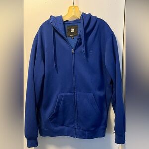 G-Star Raw Blue Fleece Jacket Full Zip Hooded Sweatshirt